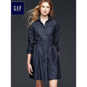 Gap Classic Dark Shirt Denim Dress with Belt | Women